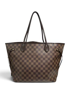 Louis Vuitton Damier Ebene Neverfull MM Tote Bag with Red Interior